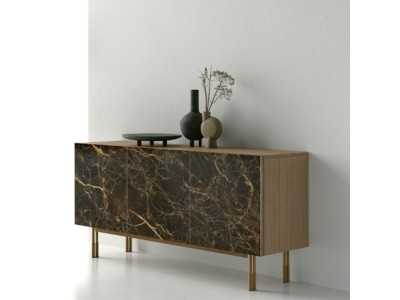 Designer sideboard with porcelain marble door fronts - AMBERES