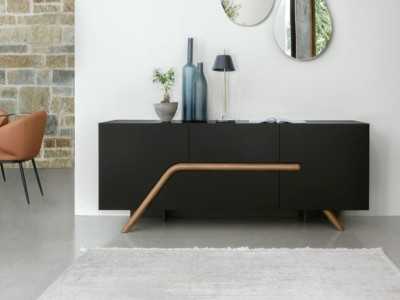 Lacquered designer sideboard with 2 doors and 2 drawers - AZORES