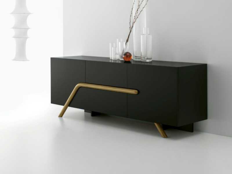 Lacquered designer sideboard with 2 doors and 2 drawers - AZORES