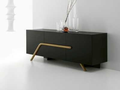 Lacquered designer sideboard with 2 doors and 2 drawers - AZORES