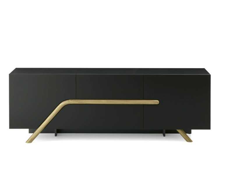Lacquered designer sideboard with 2 doors and 2 drawers - AZORES