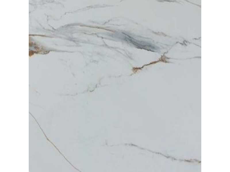 Oval table with fixed porcelain marble top and stainless steel base - ABACO