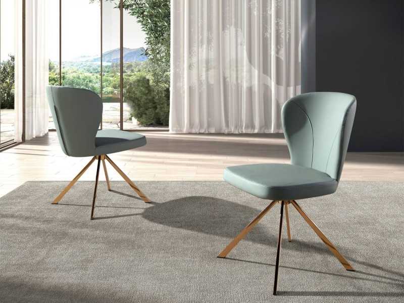 Silla giratoria tapizada en polipiel con base en acero inoxidable - ABACO
