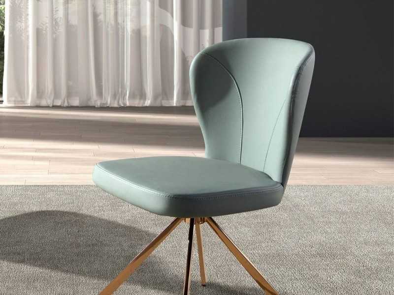 Swivel chair upholstered in synthetic leather with a stainless steel base - ABACO