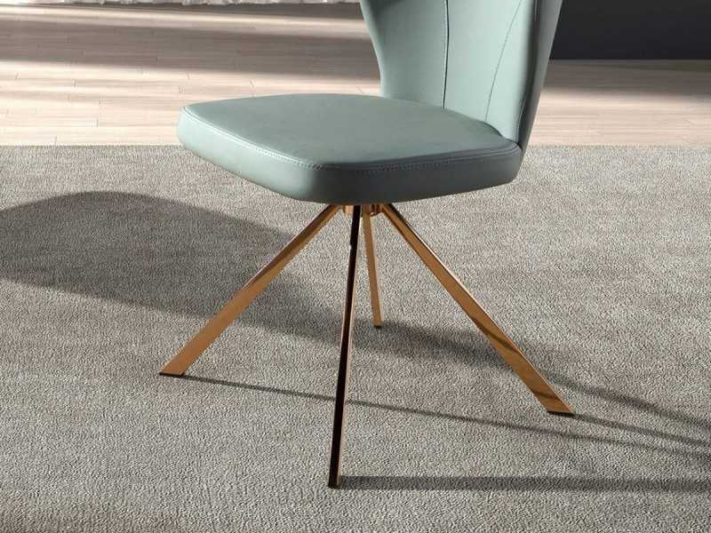 Silla giratoria tapizada en polipiel con base en acero inoxidable - ABACO