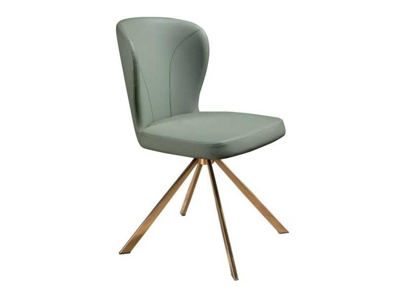 Silla giratoria tapizada en polipiel con base en acero inoxidable - ABACO