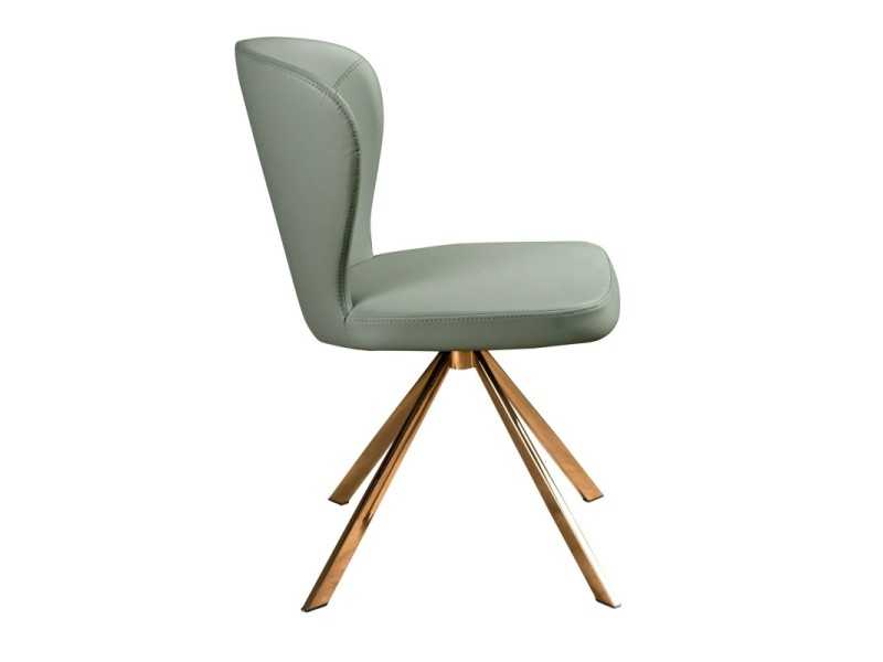 Chaise pivotante tapissé de cuir synthétique avec base en acier inoxydable - ABACO