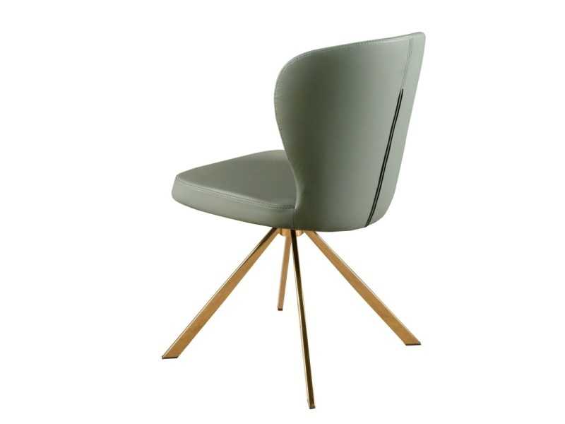 Silla giratoria tapizada en polipiel con base en acero inoxidable - ABACO