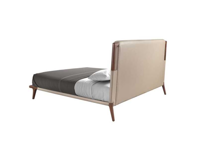 Complete bed with a modern design and upholstered headboard and walnut frame - EVA