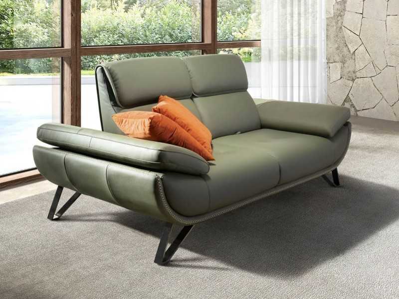 Canapé 2 places au design moderne, tapissé de cuir véritable - ABELLO
