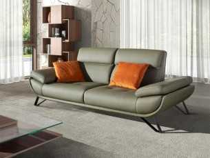Modern design 3-seater sofa upholstered in genuine leather - ABELLO