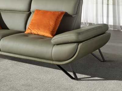 Canapé 3 places au design moderne, tapissé de cuir véritable - ABELLO