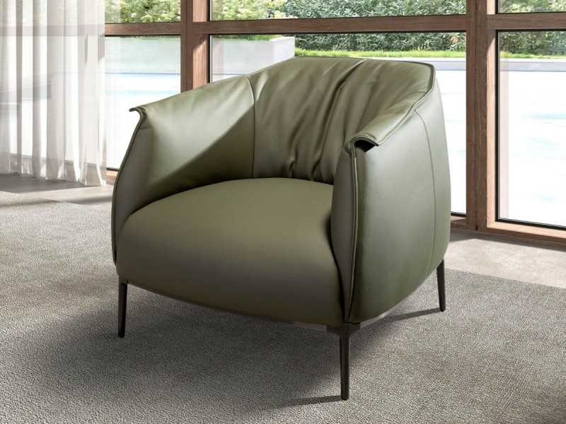Fauteuil design moderne tapissé de cuir véritable - ABELLO