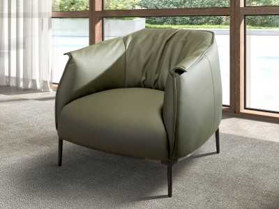 Modern designer armchair upholstered in genuine leather - ABELLO