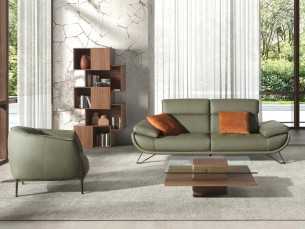 Modern designer armchair upholstered in genuine leather - ABELLO 2