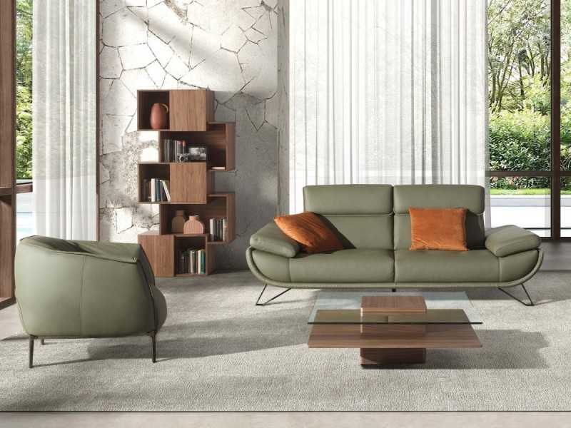 Fauteuil design moderne tapissé de cuir véritable - ABELLO