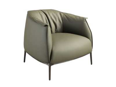 Modern designer armchair upholstered in genuine leather - ABELLO