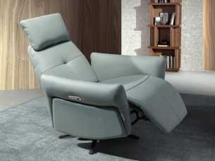 Modern design swivel relax armchair upholstered in genuine leather - MORGAN 2
