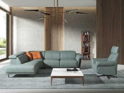 Modern design swivel relax armchair upholstered in genuine leather - MORGAN Modern design swivel relax armchair upholstered in genuine leather - MORGAN