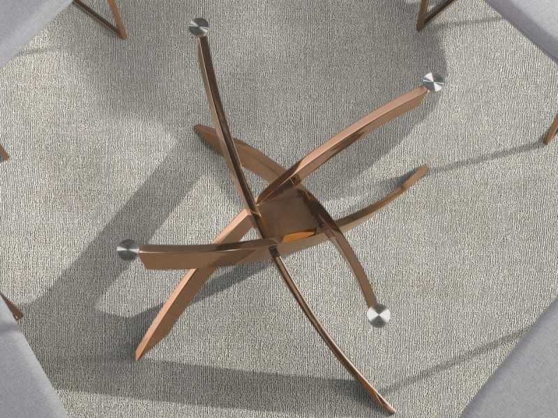 Table à manger ronde avec plateau en verre trempé et base en acier inoxydable - ABALONE