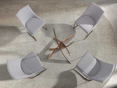 Table à manger ronde avec plateau en verre trempé et base en acier inoxydable - ABALONE Table à manger ronde avec plateau en verre trempé et base en acier inoxydable - ABALONE