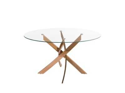Table à manger ronde avec plateau en verre trempé et base en acier inoxydable - ABALONE Table à manger ronde avec plateau en verre trempé et base en acier inoxydable - ABALONE