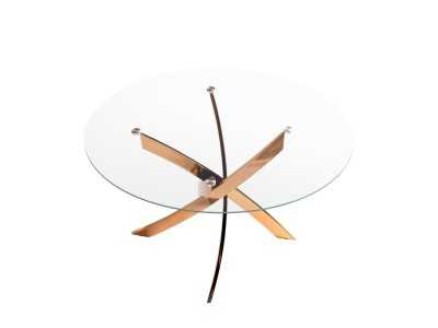 Round dining table with tempered glass top and stainless steel base - ABALONE Round dining table with tempered glass top and stainless steel base - ABALONE