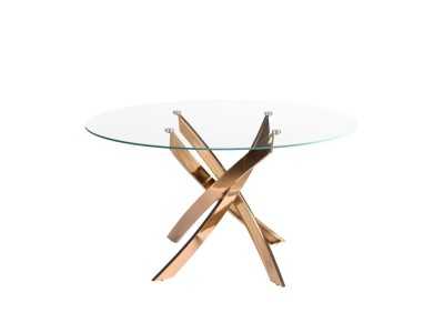 Round dining table with tempered glass top and stainless steel base - ABALONE Round dining table with tempered glass top and stainless steel base - ABALONE