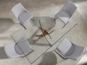 Table à manger rectangulaire avec plateau en verre trempé et base en acier inoxydable - ABALONE R 2