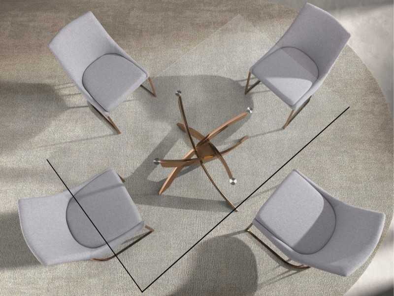 Table à manger rectangulaire avec plateau en verre trempé et base en acier inoxydable - ABALONE R