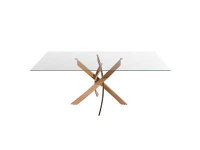Table à manger rectangulaire avec plateau en verre trempé et base en acier inoxydable - ABALONE R Table à manger rectangulaire avec plateau en verre trempé et base en acier inoxydable - ABALONE R