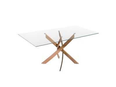 Table à manger rectangulaire avec plateau en verre trempé et base en acier inoxydable - ABALONE R Table à manger rectangulaire avec plateau en verre trempé et base en acier inoxydable - ABALONE R