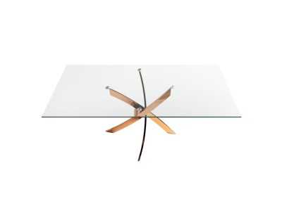 Table à manger rectangulaire avec plateau en verre trempé et base en acier inoxydable - ABALONE R Table à manger rectangulaire avec plateau en verre trempé et base en acier inoxydable - ABALONE R