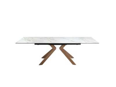 Mesa de comedor extensible con tapa de mármol porcelánico y patas de acero inox - SYMI