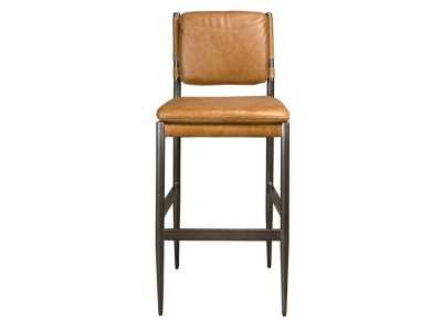 Stool upholstered in genuine leather with darkened stainless steel frame - AZZARO Stool upholstered in genuine leather with darkened stainless steel frame - AZZARO
