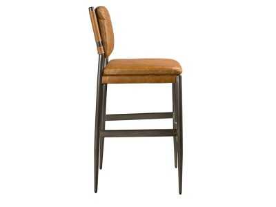 Stool upholstered in genuine leather with darkened stainless steel frame - AZZARO Stool upholstered in genuine leather with darkened stainless steel frame - AZZARO