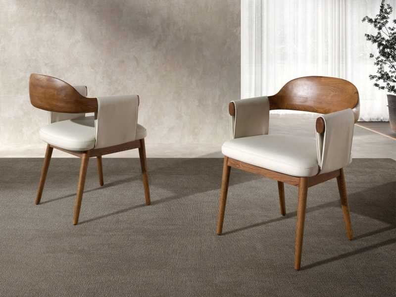 Designer chair made of wood and upholstered in synthetic leather - AAL