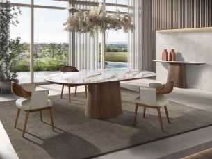 Chaise design en bois et tapissé en cuir synthétique - AAL 2