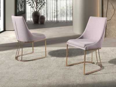 Chaise tapissé avec base en acier inoxydable or rose - ARAN Chaise tapissé avec base en acier inoxydable or rose - ARAN