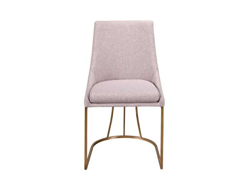 Chaise tapissé avec base en acier inoxydable or rose - ARAN