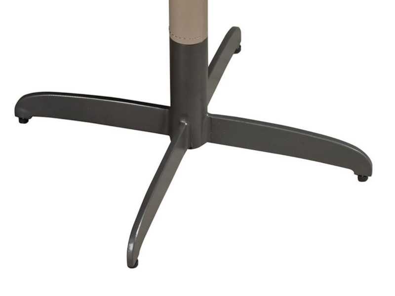 Round wooden corner table with leather upholstery and stainless steel legs - ABEL