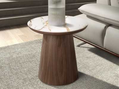 Round wooden corner table with porcelain marble top - AAL Round wooden corner table with porcelain marble top - AAL