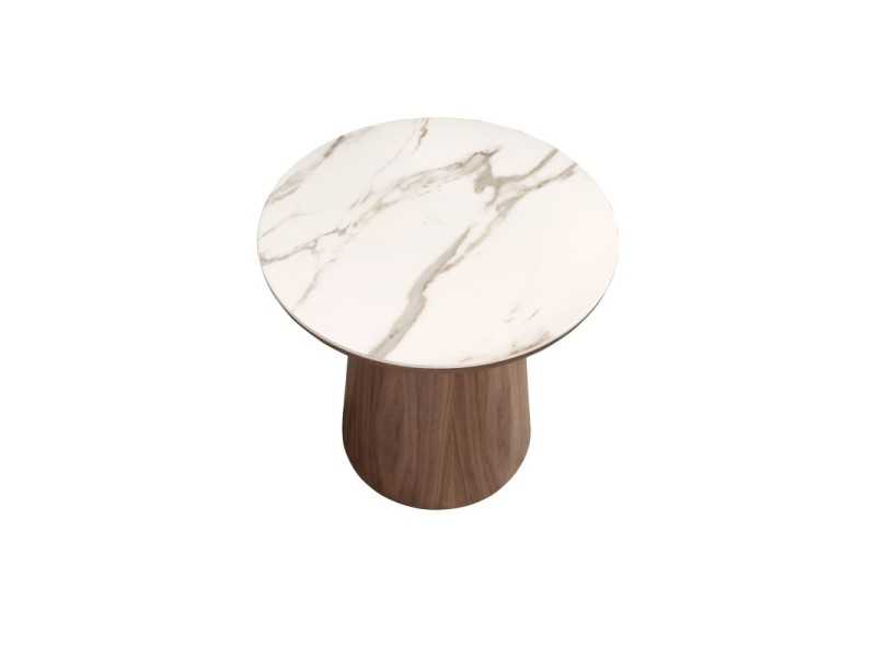 Round wooden corner table with porcelain marble top - AAL