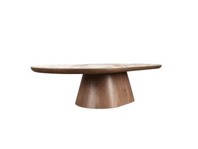 Walnut veneer coffee table with oval porcelain marble top - AAL