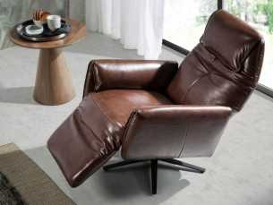 Fauteuil pivotant avec double mécanisme de relaxation tapissé de cuir véritable - PIETRO 2