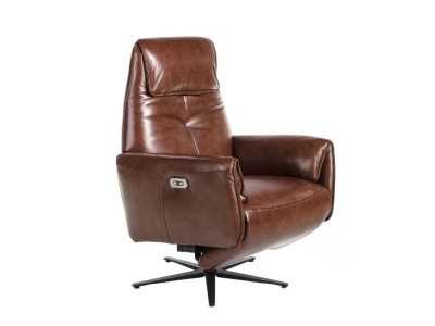 Sillón giratorio con doble mecanismo relax tapizado en piel genuina - PIETRO Sillón giratorio con doble mecanismo relax tapizado en piel genuina - PIETRO