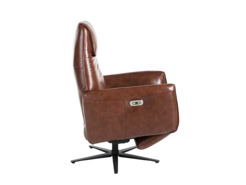 Sillón giratorio con doble mecanismo relax tapizado en piel genuina - PIETRO