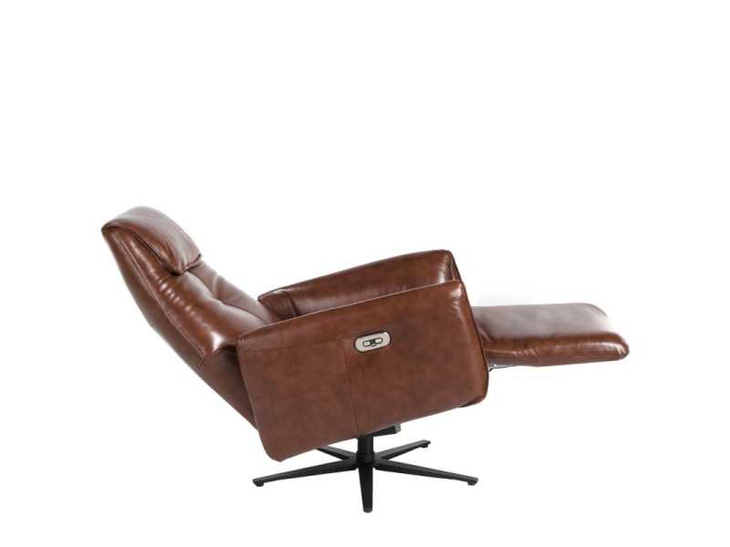 Sillón giratorio con doble mecanismo relax tapizado en piel genuina - PIETRO