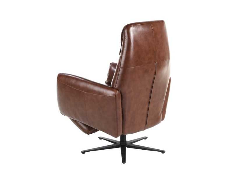 Sillón giratorio con doble mecanismo relax tapizado en piel genuina - PIETRO