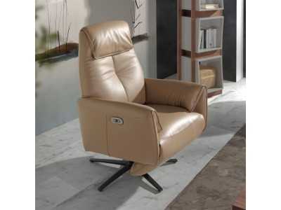 Fauteuil pivotant avec double mécanisme de relaxation tapissé de cuir véritable - PIETRO ARENA